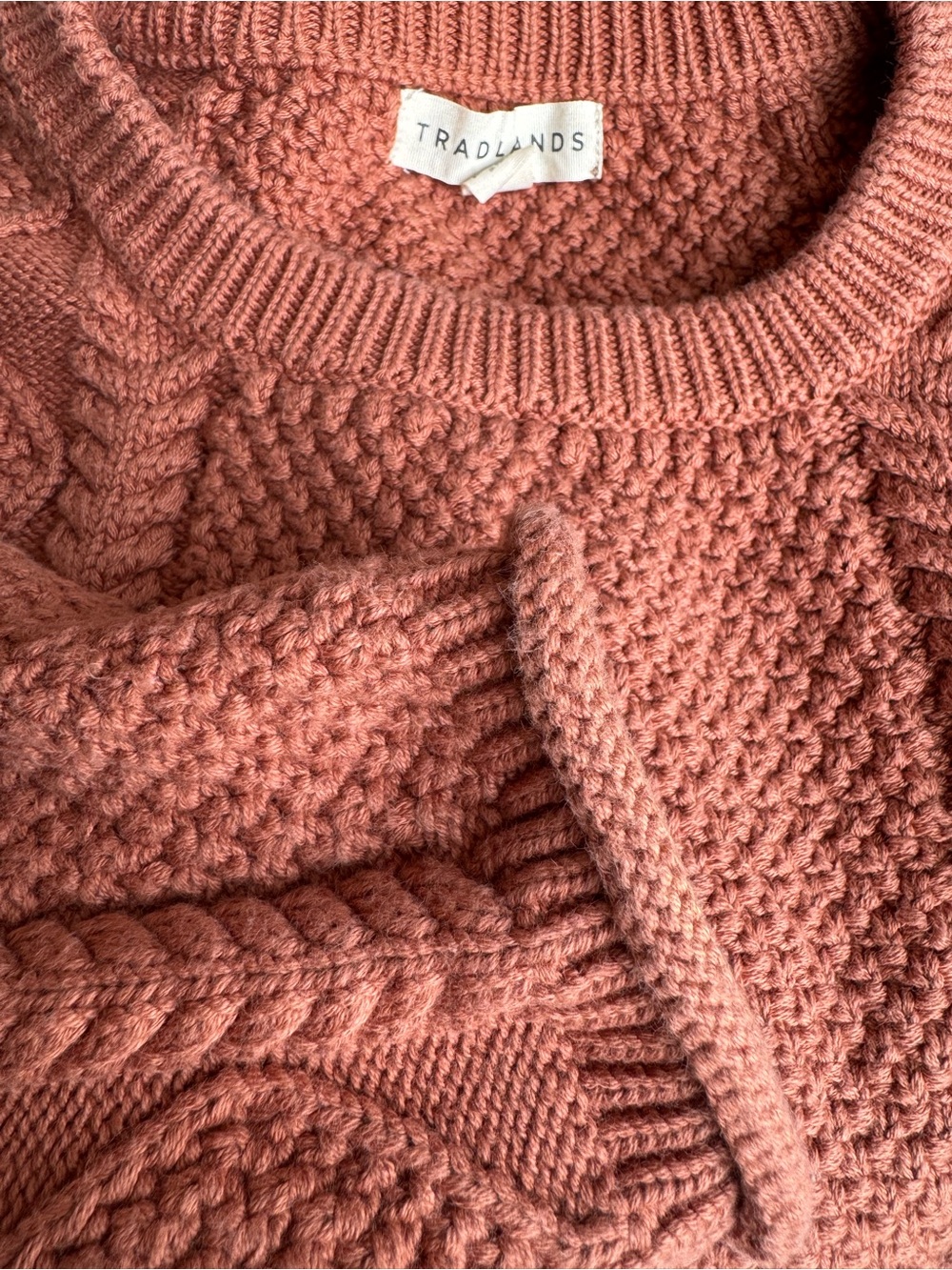 Tradlands Women’s Medium 100% Cotton Cable Knit Sweater Burnt Orange Crewneck EU - Picture 5 of 5